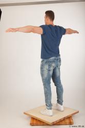 Whole body blue tshirt light blue jeans modeling t pose of Andrew